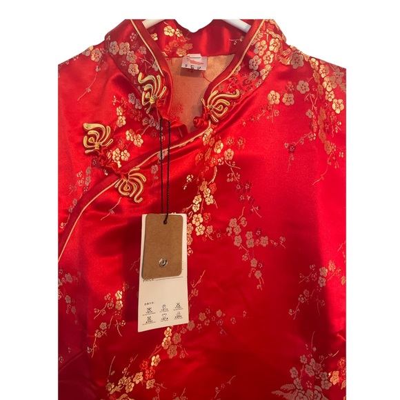 Women's Sexy Red Floral Mini Chinese Evening Dress Cheongsam - Picture 2 of 5